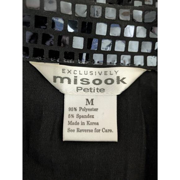 Vintage Misook black full zip knit packet shiny square paillettes - Picture 3 of 5